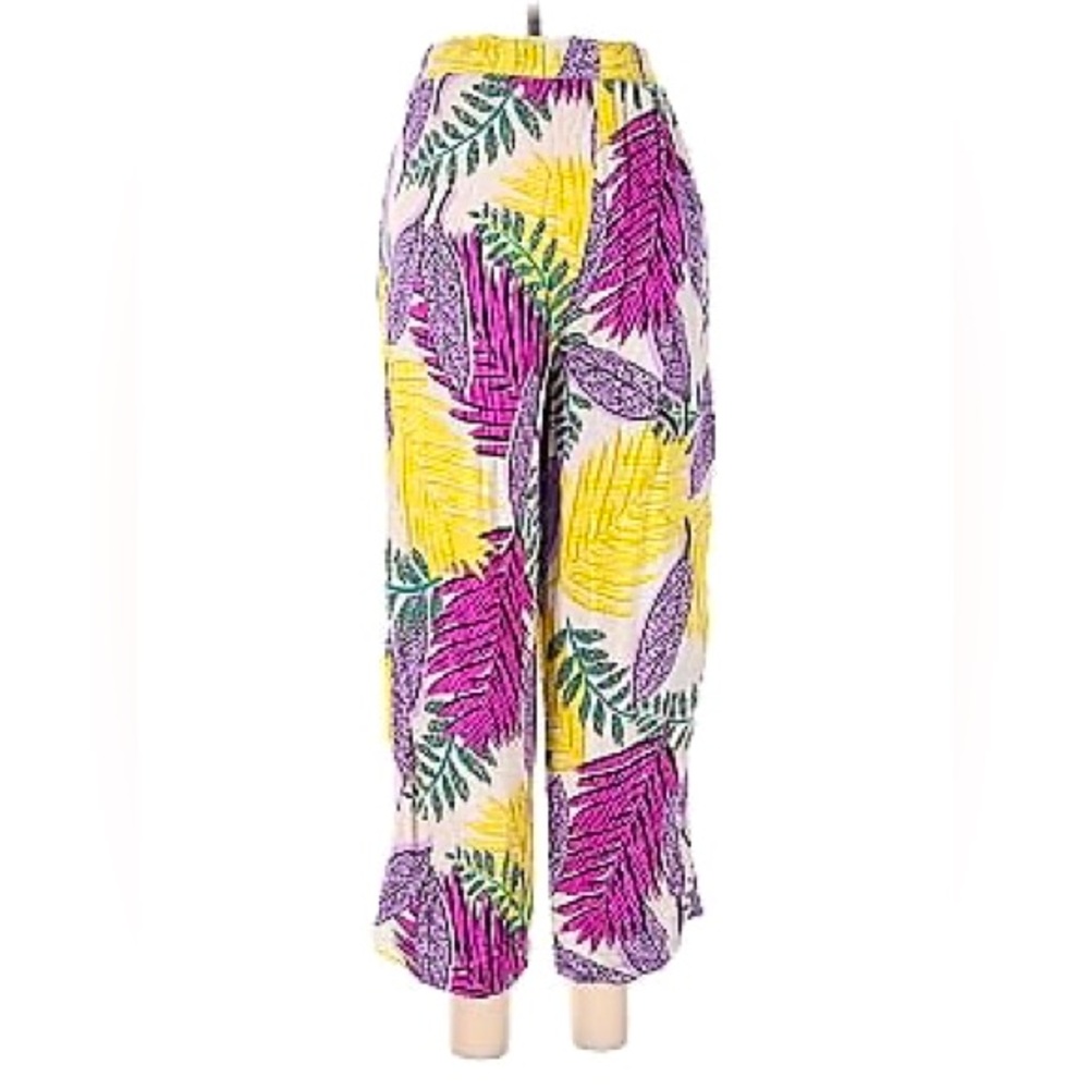 Jane + Delancey Vibrant Yellow and Pink Wide Leg with Tropical Flair - Picture 2 of 5
